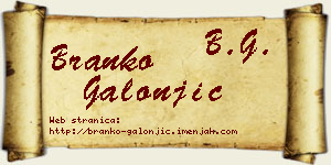 Branko Galonjić vizit kartica